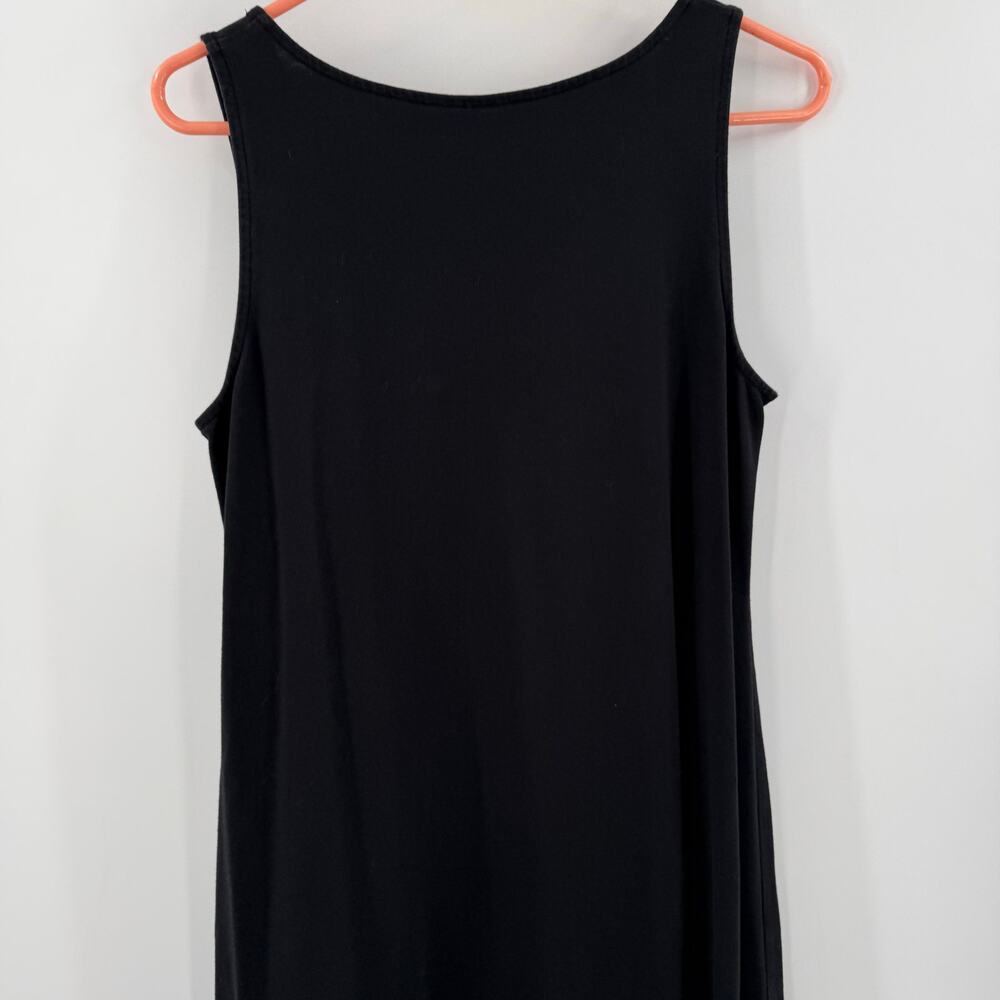 Eileen Fisher Dress Womens Small Black Midi Organic Cotton Stretch Jersey Vneck - Picture 7 of 11